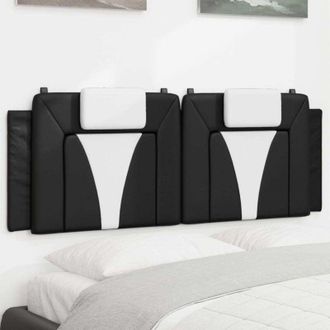 vidaXL Cabecero De Cama Acolchado Cuero Sint&eacute;tico Negro Blanco 120 Cm Vidaxl