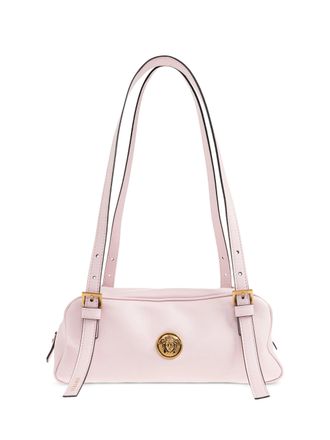 Versace Structured Pink Lambskin Shoulder Bag With Gold Accents