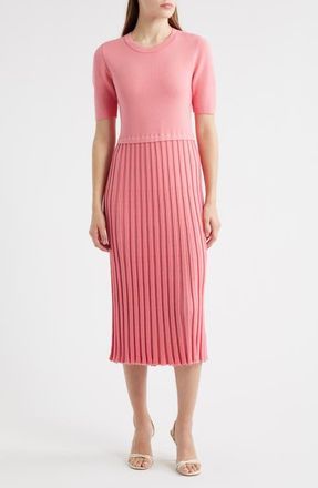 Elie Tahari The Vesper Knit Midi Dress in Dragonfruit at Nordstrom, Size X-Large