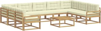 vidaXL Conjunto De Sof&aacute;s De Exterior 10 Uds. Blanco Y Crema Vidaxl