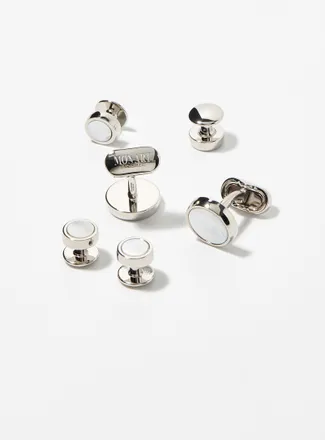 Mon Art Mens Pearly cufflinks Set of 3 pairs