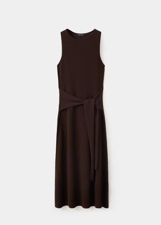 Mango Abito in maglia con dettaglio a fiocco marrone - Donna - XXS - MANGO