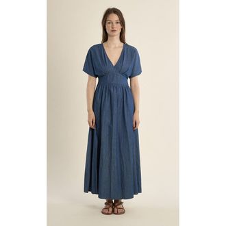 Molly Bracken Maxi-jurk met korte mouwen en V-hals