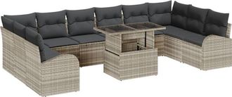 vidaXL Garden Sofa Set with Cushion 11 pcs Light grey 100 x 55 x 73 cm Vidaxl