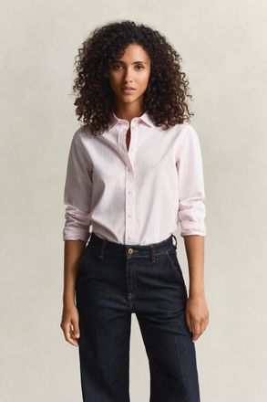 GANT Women Regular Fit Classic Striped Poplin Shirt (34) LIGHT PINK