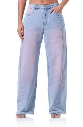 AFRM Archer High Waist Barrel Leg Jeans in Blue Pink Denim Wash at Nordstrom Rack, Size 25