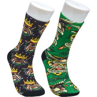 Ed Hardy Bulldog 360 Print Full Cushion Crew Sock 2-Pack in Green at Nordstrom