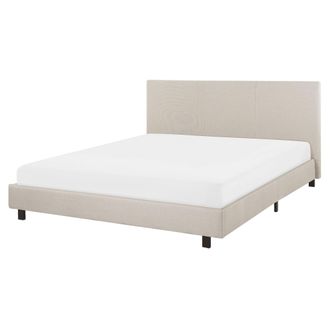 Beliani Beliani - Cama Doble Tapizada Beige 160 X 200 Cm Con Somier Y Cabecero Albi