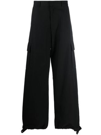 Off-white wide-leg wool-blend trousers - Black