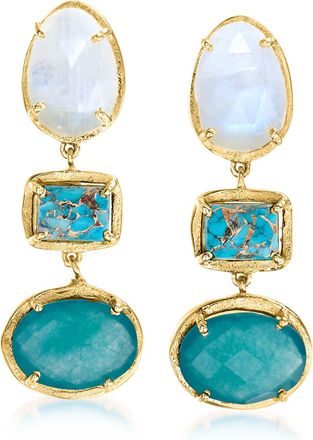 Ross-Simons Multi-Gemstone Drop Earrings in 18kt Gold Over Sterling