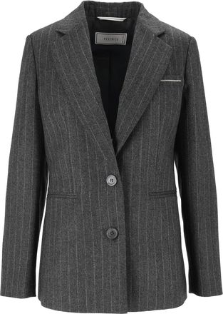 PESERICO Structured Pinstripe Notched Lapel Blazer