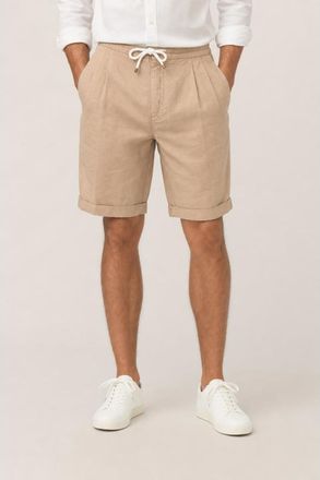 Brunello Cucinelli Beige Linen Blend Tailored Shorts, Brand Size 56 (US Size 40)