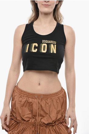 Dsquared2 ICON Cropped-Fit Cotton Jersey Top size Xs