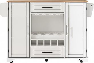 Urban Meuble Isla de cocina multifuncional con almacenamiento y botelleros