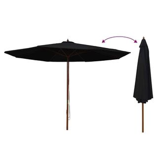 Berkfield Home Outdoor Parasol with Wooden Pole 350 cm Black