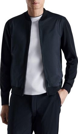Mango Rib Trim Bomber Jacket in Navy at Nordstrom, Size X-Large
