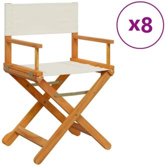 vidaXL Sillas De Jard&iacute;n Plegables 8 Unidades Tela Blanco Crema Vidaxl