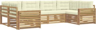 vidaXL Conjunto De Sof&aacute;s De Exterior 6 Uds. Blanco Y Crema Vidaxl
