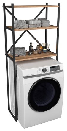 ebuy24 Vcm Gabinete De Superestructura De Metal Lavadora Dimensiones: Al. 160 X An. 66 X T. 34 Cm 3 Estantes De Madera - Insasi (roble De Miel)