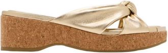 Jimmy Choo London Metallic Nappa Avenue Wedge Mules, Brand Size 37 ( US Size 7 )