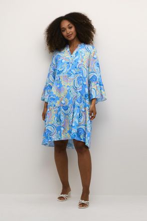 Cream Jurk A-shape blue multi