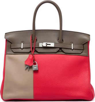 Herm&egrave;s Pre-owned Hermes Tricolor Clemence and Swift Birkin Cascade Retourne 35 Satchel Ladies YGJ8BAT58NKUPZVW