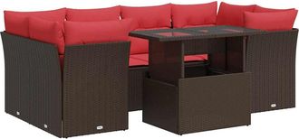 vidaXL Vidaxl - Set Divani Giardino 7 Pz Con Cuscini Marrone Polyrattan Acacia
