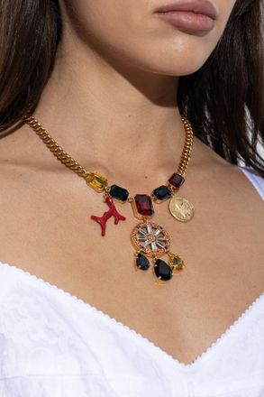 Dolce & Gabbana Necklace With Shimmering Crystals, Womens, Gold
