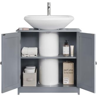 Woltu Mobiletto Bagno Cassettiera Bagno Armadietto Bagno Mobile Sottolavabo per Bagno Grigio - Woltu
