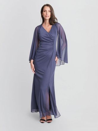 Gina Bacconi Womens Estefany V Neck Embellished Maxi Dress - Purple - Size 12 UK