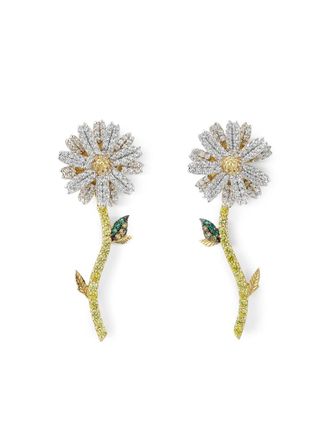 Anabela Chan 18K gold vermeil Daisy laboratory-grown diamond and emerald earrings - Silver