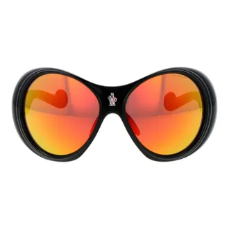 Moncler MO-1044369 Mirrored Oval Sunglasses - Black