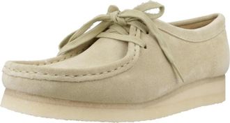 Clarks Stijlvolle Wallabee Veterschoenen - Dames - Veterschoenen - Beige - 39 EU - Schoenen