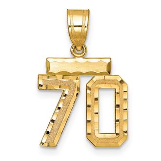 Diamond2Deal 14k Yellow Gold Small Brushed Diamond-cut Number Charm Pendant