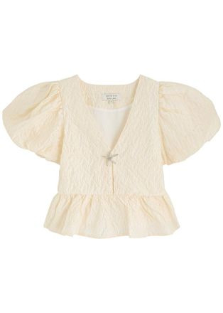 Sister Jane Reef Jacquard Cloqué Blouse - Off White - 12 (UK12 / M)