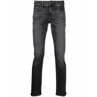 7 For All Mankind Slim-fit Jeans, male, Gray, Size: W33 Mid-Rise Slim-Fit Jeans