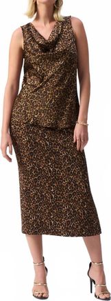 Joseph Ribkoff Fitted Hip-Length Cowl Neck Top In Beige/black