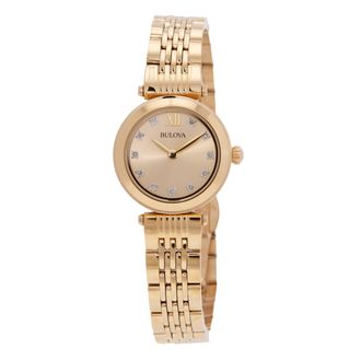 Bulova Champagne Quartz Gold Dial Ladies Watch 97P176