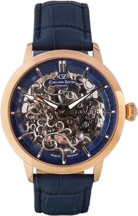 Carl von Zeyten Cvz 0013Rbls Skeleton Automatisch Horloge - Heren - Horloges - Blauw - ONE Size - Leer - Accessoires