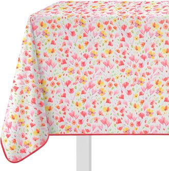 KASANOVA Tovaglia antimacchia 140x140 cm fiori rosa