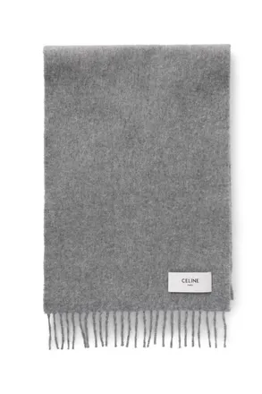 Celine Logo-Appliqu&eacute;d Fringed Cashmere Scarf