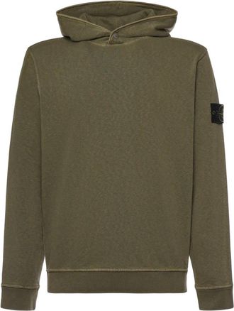 Stone Island Malfil&eacute; Fleece Old Effect Hoodie - Heren - Hoodies - Groen - M - Katoen - Hoodies & sweatvesten