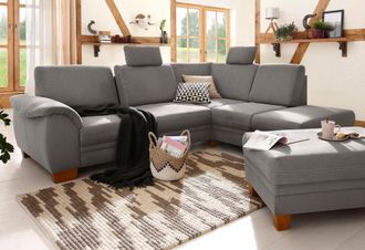 HOME AFFAIRE Ecksofa »Husum L-Form« mit Sitztiefenverstellung, Federkern-Polsterung und Kontrastnaht