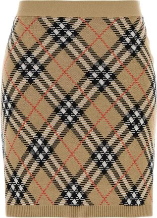 Burberry Womens Embroidered Wool Blend Mini Skirt - Tan - Size X-Small