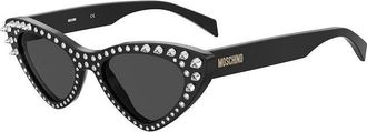 Moschino Sunglasses Cat Eye Full Rim, Black Frame And Grey Lens Mos006/s/str0807Ir