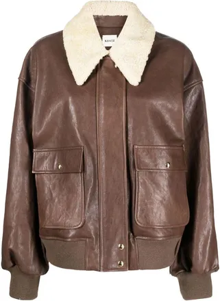 Khaite The Shellar lambskin jacket - women - Lamb Skin/Cupro/Wool - L - Brown