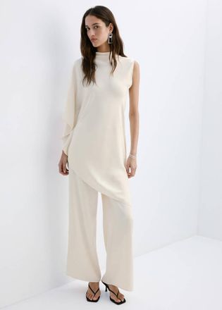 Mango Pantaloni dritti satinati grezzo - Donna - M - MANGO