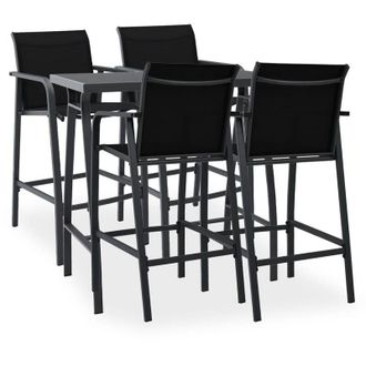 vidaXL Conjunto De Bar Para Jard&iacute;n 5 Piezas Negro Vidaxl