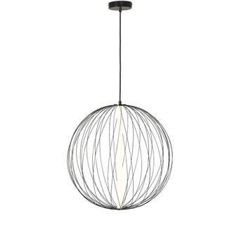 Signature Lámpara de araña de metal negro y globo de cristal D60 cm