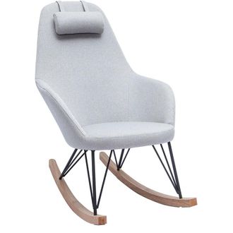 Miliboo Mecedora Tejido Gris Claro Patas Metal Y Fresno Jhene